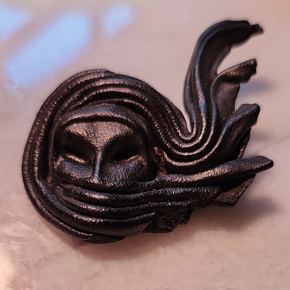 Mystical Black Sculptural Morrocan Brooch